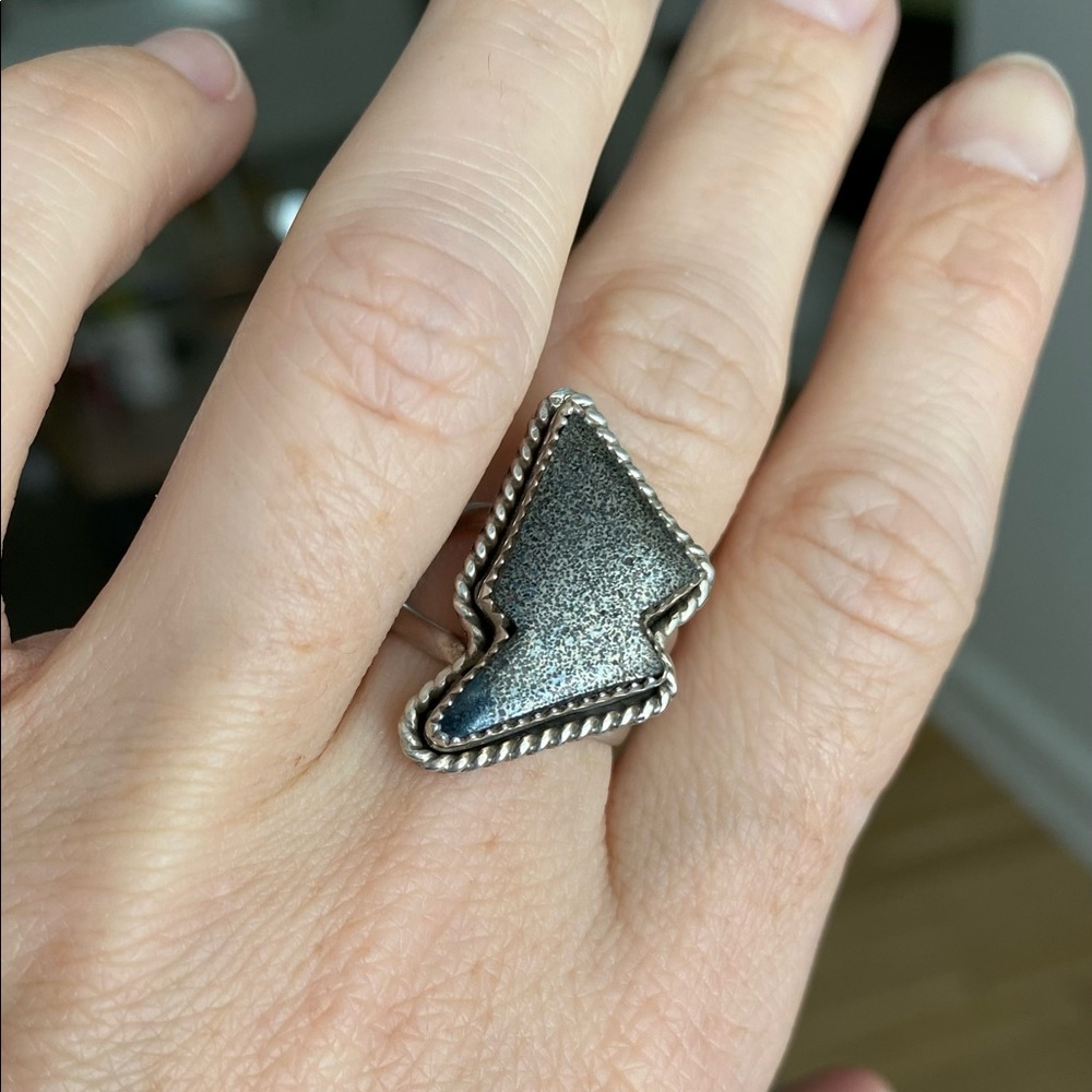 Tennantite bolt in Sterling silver ring